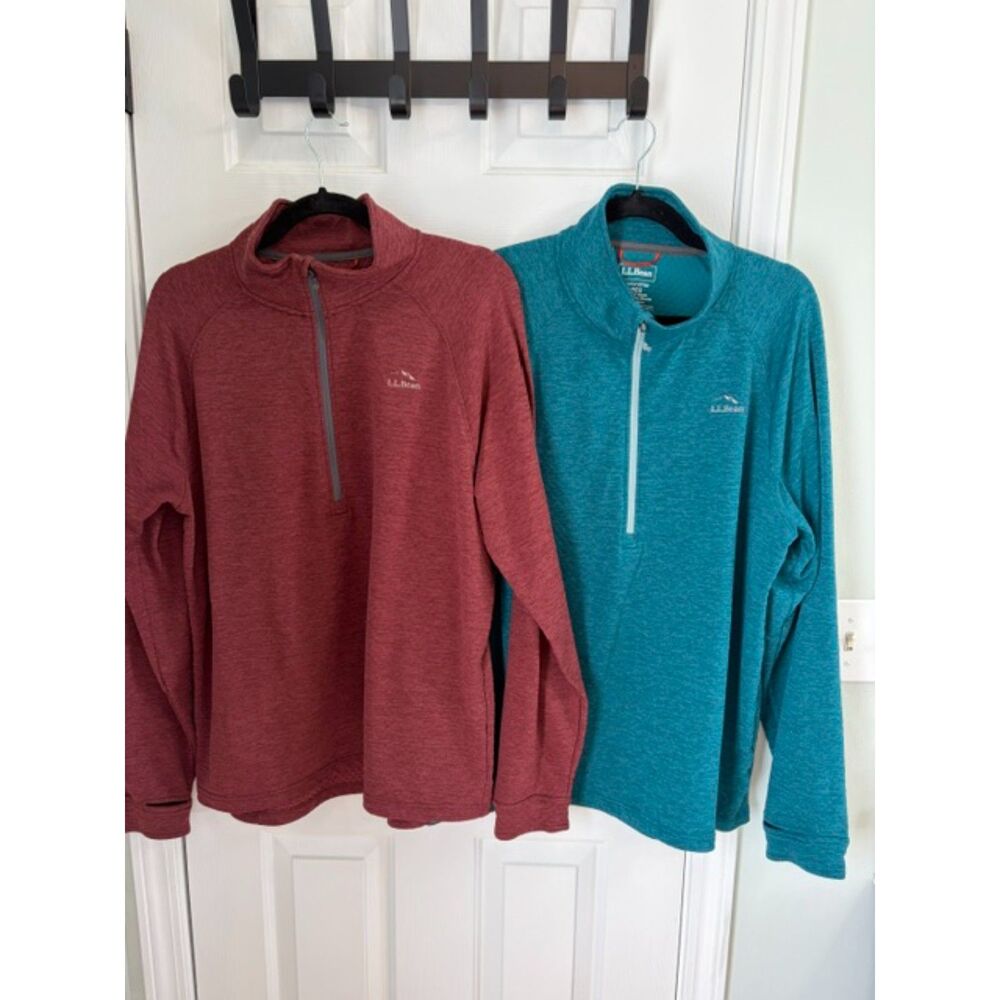 L.L.Bean Men's Adventure Grid Fleece 1/4 Zip 2 Pack Size Large Set